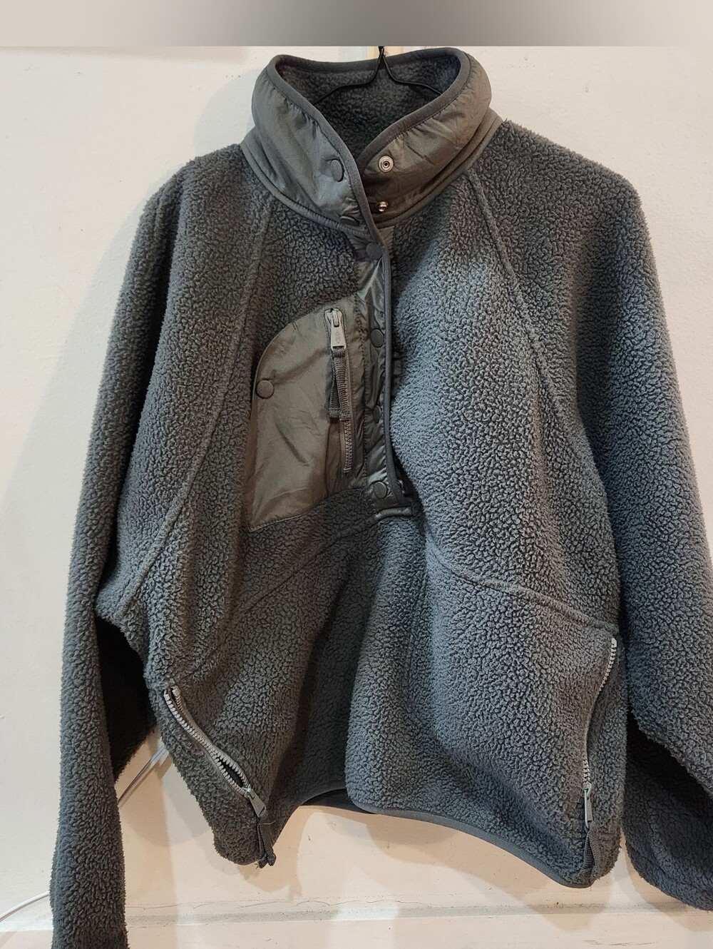 Free People FP Movement Hit The Slopes Fleece Pullover, Slate Blue/Sage - Picture 3 of 12